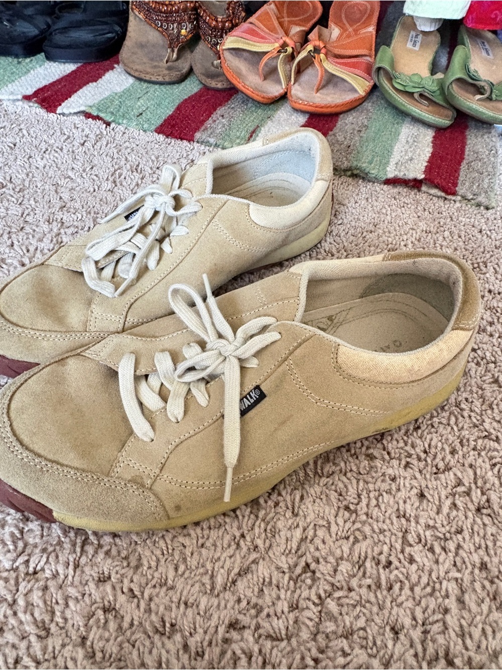 Beige Suede Casual Sneakers - Picture 2 of 3